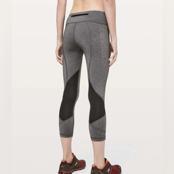 LULULEMON Pace Rival Crop *22" Heathered  Black / Black Size 4 - Picture 1 of 15